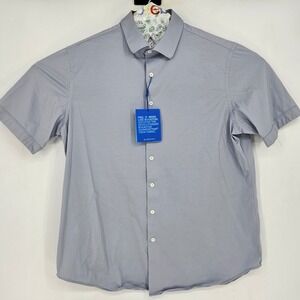 Bugatchi OoohCotton Tech Shirt Mens‎ XL Light Blue Button Up 8 Way Stretch